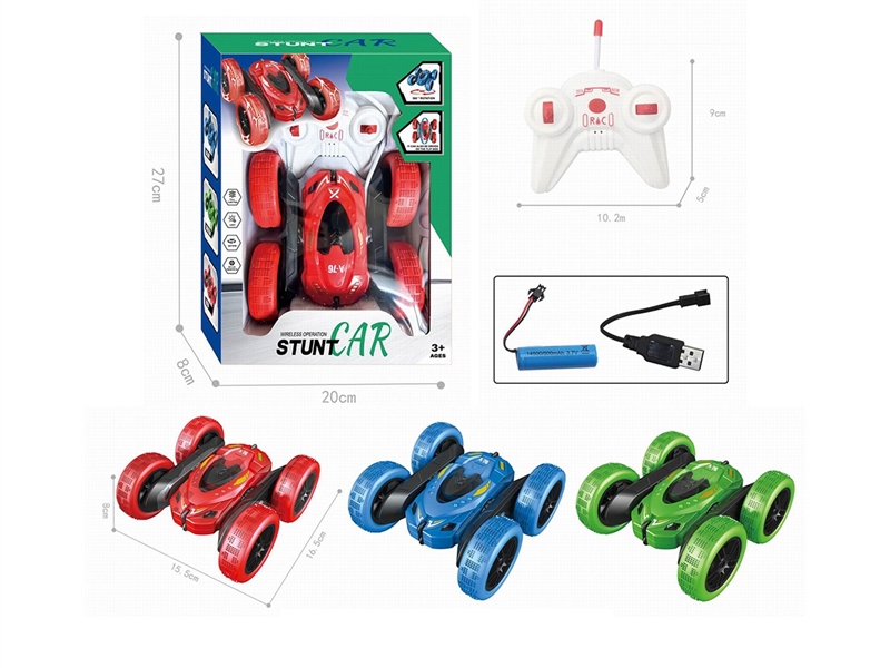 DOUBLE SIDED R/C STUNT CAR W/LIGHT & 360°R0TATE,3 COLOURS - HP1261413