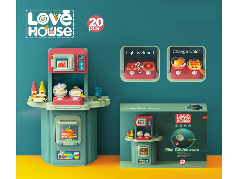 KITCHEN SET  20PCS W/LIGHT & SOUND & CHANGE COLOR - HP1261686