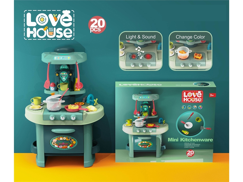 KITCHEN SET  20PCS W/LIGHT & SOUND & CHANGE COLOR - HP1261691