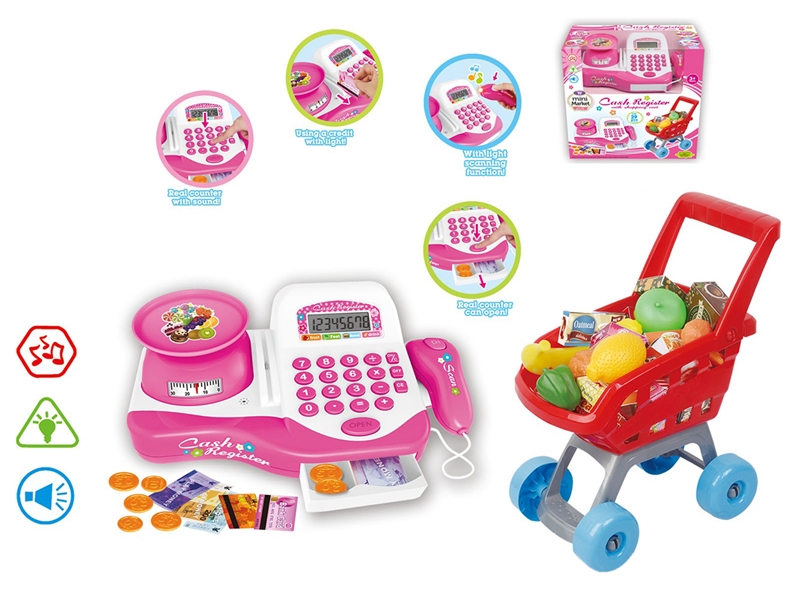 CASH REGISTER & SHOPPING CART SET W/SOUND & LIGHT(NOT INCLUDE BATTERY) - HP1261712