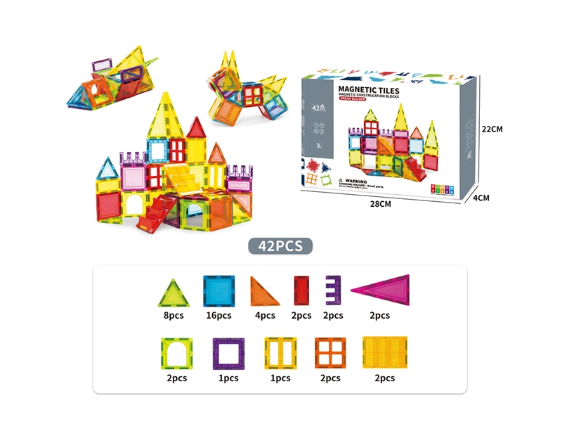 COLORFUL MAGNETIC TILES 42PCS - HP1262202