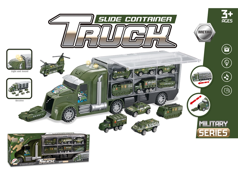 FREE WAY MILITARY TRUCK W/6PCS FREE WAY DIE-CAST CAR(INCLUDE BATTERY) - HP1262617