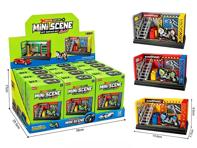MINI CAR REPAIR SHOP SET 12PCS/DISPLAY BOX,3COLORS - HP1263332