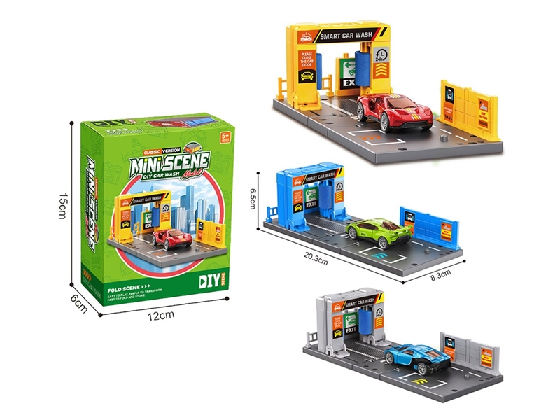 CAR WASH SET W/1PCS DIE-CAST FREE WAY CAR,3COLORS - HP1263350