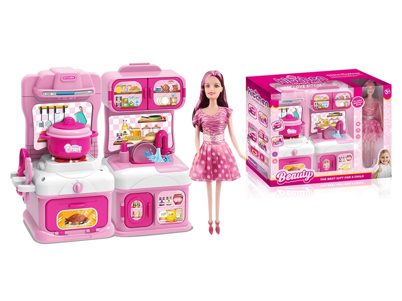 KITCHEN SET W/DOLL & LIGHT & MUSIC & WATER(NOT INCLUDE BATTERY) - HP1263525