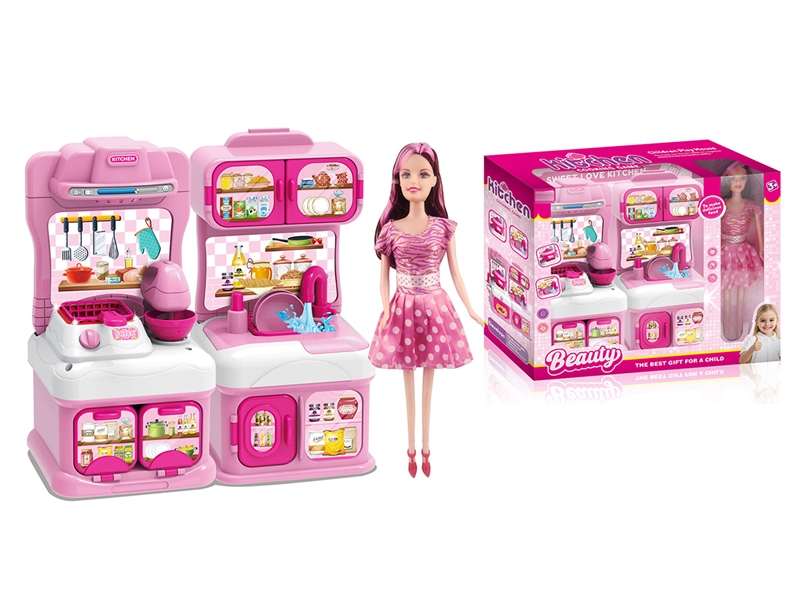 KITCHEN SET W/DOLL & LIGHT & MUSIC & WATER(NOT INCLUDE BATTERY) - HP1263528