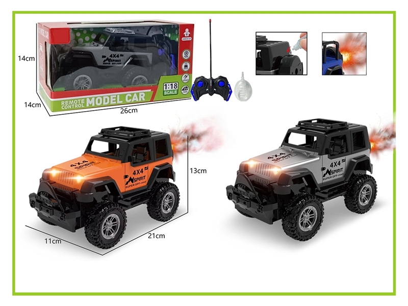 1:18 5-CHANNEL R/C CAR W/LIGHT & SPRAY,2COLORS(NOT INCLUDED BATTERY) - HP1264557