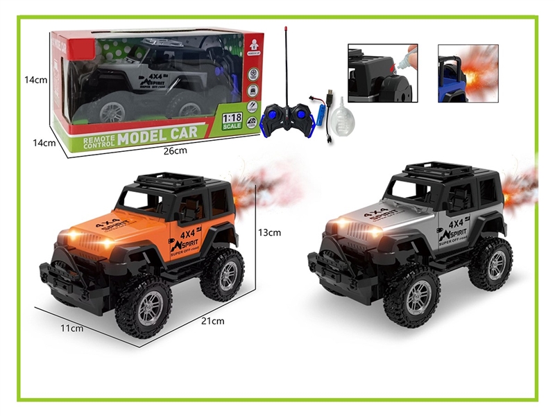 1:18 5-CHANNEL R/C CAR W/LIGHT & SPRAY,2COLORS(INCLUDED BATTERY) - HP1264558