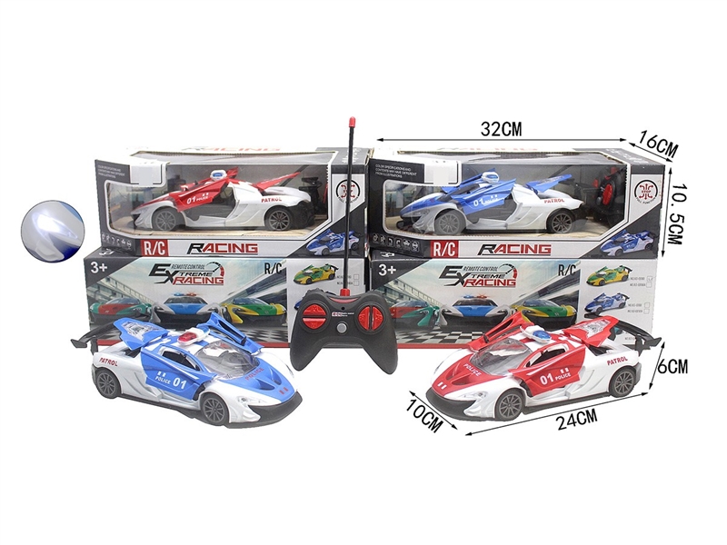 五通仿真遥控警车一键开三门带前灯1:20 - HP1264688