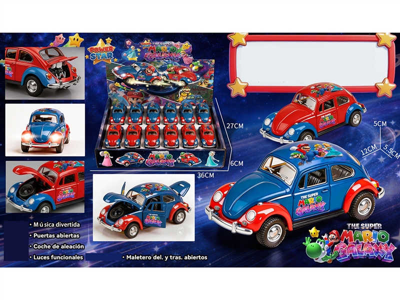 PULL BACK DIE-CAST CAR W/LIGHT & MUSIC & CAN OPEN THE DOOR 2ASST 12PCS/DISPLAY BOX - HP1265434