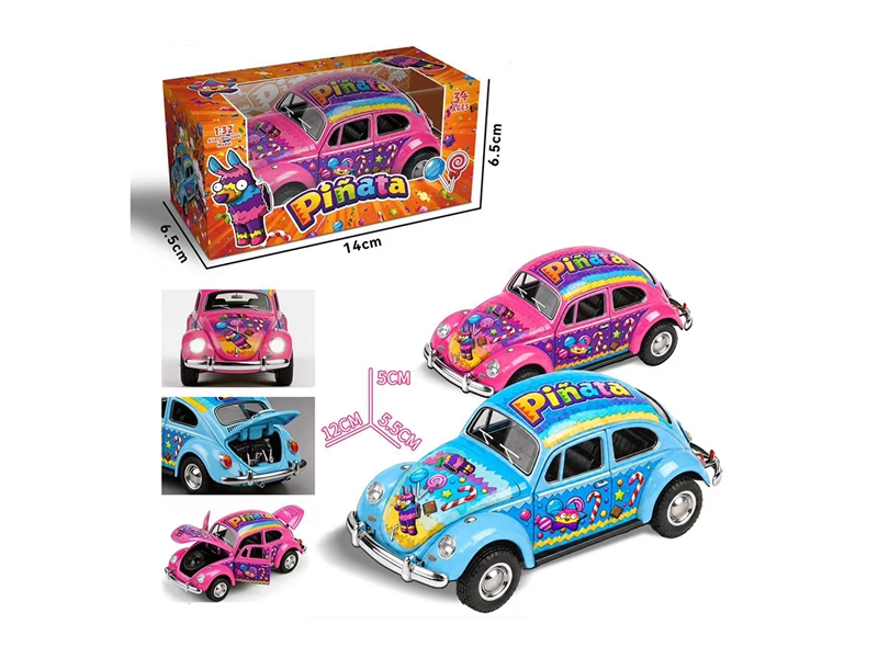PULL BACK DIE-CAST CAR W/LIGHT & MUSIC & CAN OPEN THE DOOR 2ASST - HP1265439