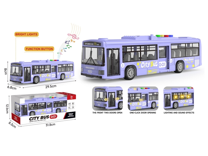 1：16 FRICTION BUS W/LIGHT & MUSIC & CAN OPEN THE DOOR(NOT INCLUDED BATTERY) - HP1265606