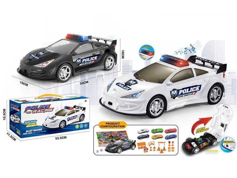 FREE WAY POLICE CAR W/LIGHT & MUSIC & 6PCS DIE-CAST CAR(INCLUDED BATTERY) - HP1265636