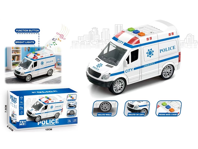 1:100 FRICTION POLICE CAR W/LIGHT & MUSIC(INCLUDED BATTERY) - HP1265649