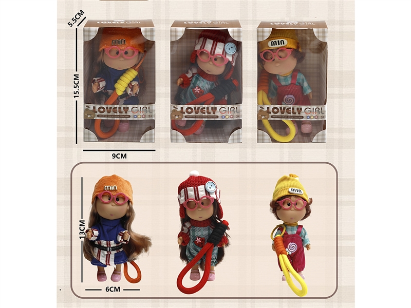 13CM RUBBER DOLL W/ACCESSORIES 3ASST - HP1266258
