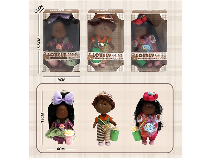 13CM RUBBER DOLL W/ACCESSORIES 3ASST - HP1266262