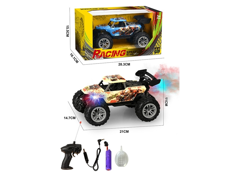 2.4G 1:18 4-CHANNEL R/C CAR W/LIGHT & SPRAY,2COLORS(INCLUDED BATTERY) - HP1267244