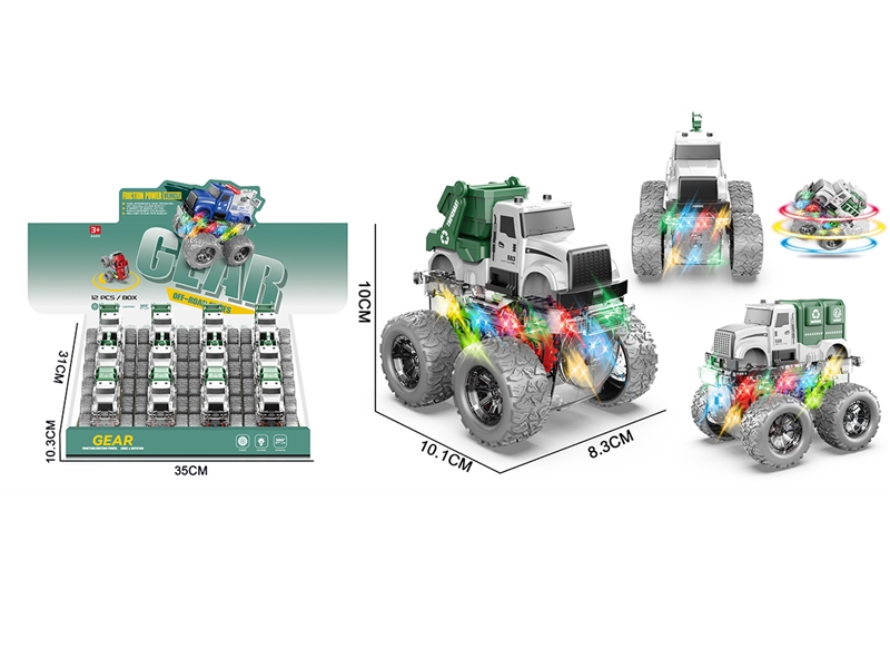 FRICTION CAR W/LIGHT,12PCS/DISPLAY BOX,3ASST(INCLUDED BATTERY) - HP1267267