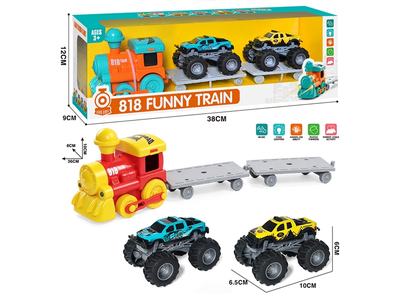FRICTION TRAIN W/LIGHT & MUSIC & FRICTION DIE-CAST CLIMBING CAR 2PCS（INCLUDE BATTERY) - HP1267325