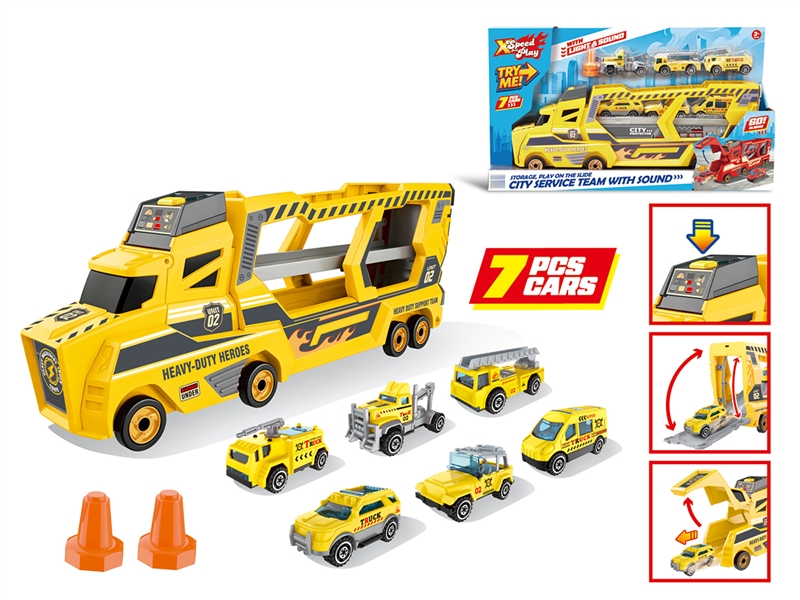 FREE WAY TRUCK W/LIGHT & SOUND & CAR 6PCS(INCLUDE BATTERY) - HP1268201