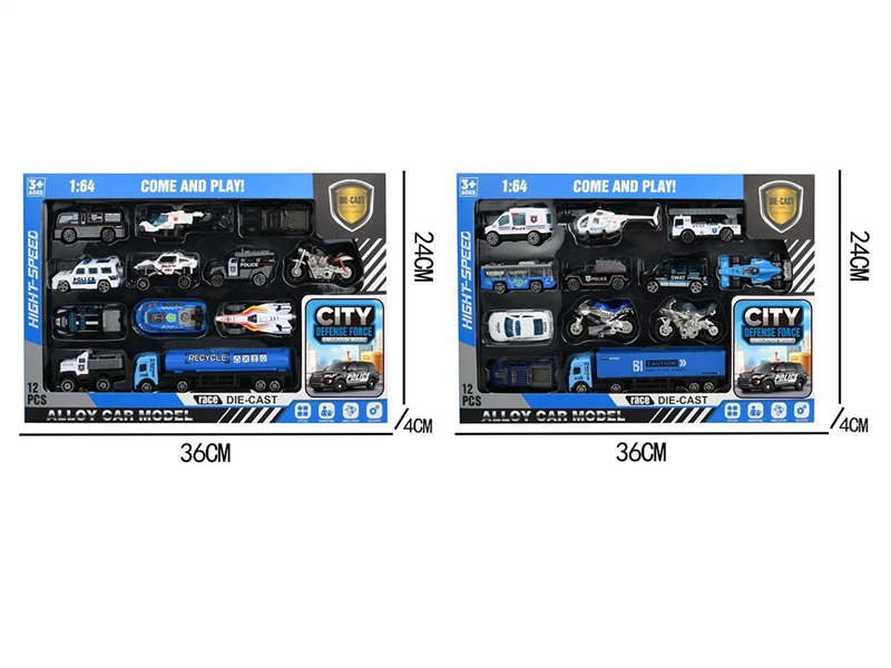 FREE WAY DIE-CAST POLICE CAR SET,12PCS - HP1268273