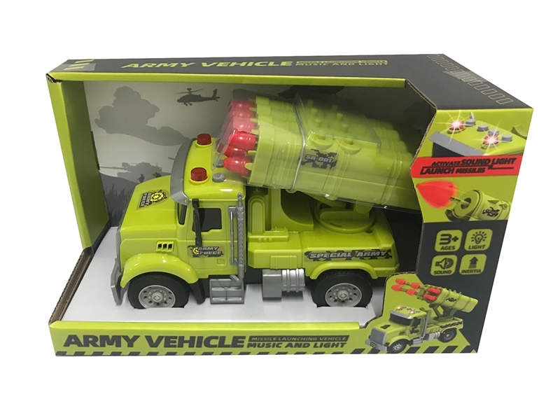 FRICTION MILITARY TRUCK W/LIGHT & MUSIC & CAN FIRE BULLET,4ASST - HP1268352
