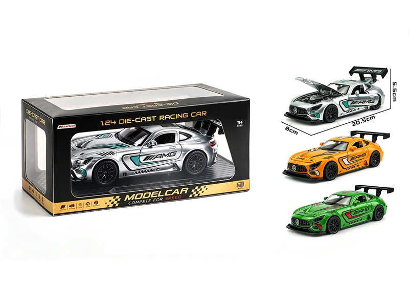 1:24 PULL BACK DIE-CAST CAR W/LIGHT & MUSIC & CAN OPEN THE DOOR,1PCS,3COLORS(INCLUDED BATTERY) - HP1268421
