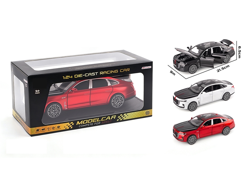 1:24 PULL BACK DIE-CAST CAR W/LIGHT & MUSIC & CAN OPEN THE DOOR,1PCS,3COLORS(NOT INCLUDED BATTERY) - HP1268422