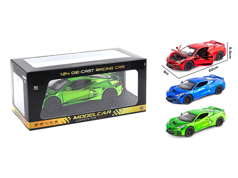 1:24 PULL BACK DIE-CAST CAR W/LIGHT & MUSIC & CAN OPEN THE DOOR,1PCS,3COLORS(INCLUDED BATTERY) - HP1268424