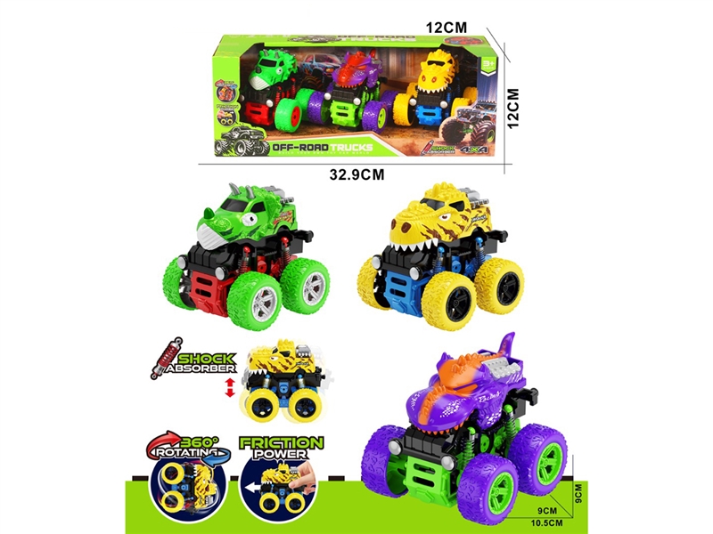DOUBLE FRICTION STUNT DINOSAUR CAR 3PCS - HP1268476