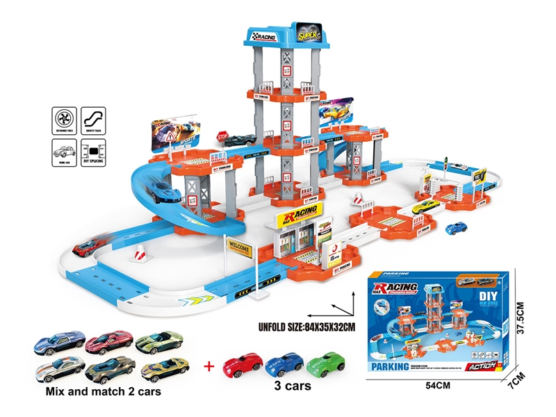 PARKING LOT SET W/FREE WAY CAR 9PCS - HP1268558
