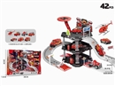FIRE PARKING LOT SET 42PCS W/DIE-CAST CAR 2PCS+1PCS PLANE
