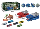 DINOSAUR STORAGE TRUCK SET W/FREE WAY DIE-CAST CAR 2PCS,2COLOURS