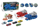 DINOSAUR STORAGE TRUCK SET W/FREE WAY DIE-CAST CAR 3PCS ,2COLOURS