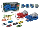 DINOSAUR STORAGE TRUCK SET W/FREE WAY DIE-CAST CAR 3PCS ,2COLOURS