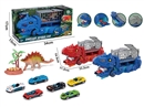 DINOSAUR STORAGE TRUCK SET W/FREE WAY DIE-CAST CAR 3PCS ,2COLOURS