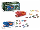 DINOSAUR STORAGE TRUCK SET W/PULL BACK DIE-CAST CAR 3PCS ,2COLOURS