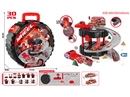 CATAPULT FIRE TIRE PARKING LOT SET W/FREE WAY DIE-CAST CAR 2PCS