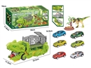 FRICTION DINOSAUR STORAGE TRUCK W/ACCESSORIES & PULL BACK DIE-CAST CAR 2PCS