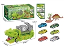 FRICTION DINOSAUR STORAGE TRUCK W/ACCESSORIES & PULL BACK DIE-CAST CAR 2PCS
