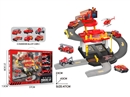 FIRE PARKING LOT SET W/DIE-CAST CAR 3PCS & PLANE 1PCS