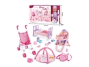 12"BLOW MOLD DOLL W/4 SOUND IC & BABY STROLLER SET(INCLUDED BATTERY)