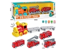FRICTION TRAIN W/LIGHT & MUSIC & PULL BACK DIE-CAST FIRE CAR 2PCS（INCLUDE BATTERY)