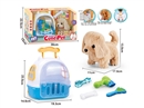 B/O PLUSH DOG  SET W/SOUND & WALKING & CAGE & ACCESSORIES(NOT INCLUDE BATTERY)